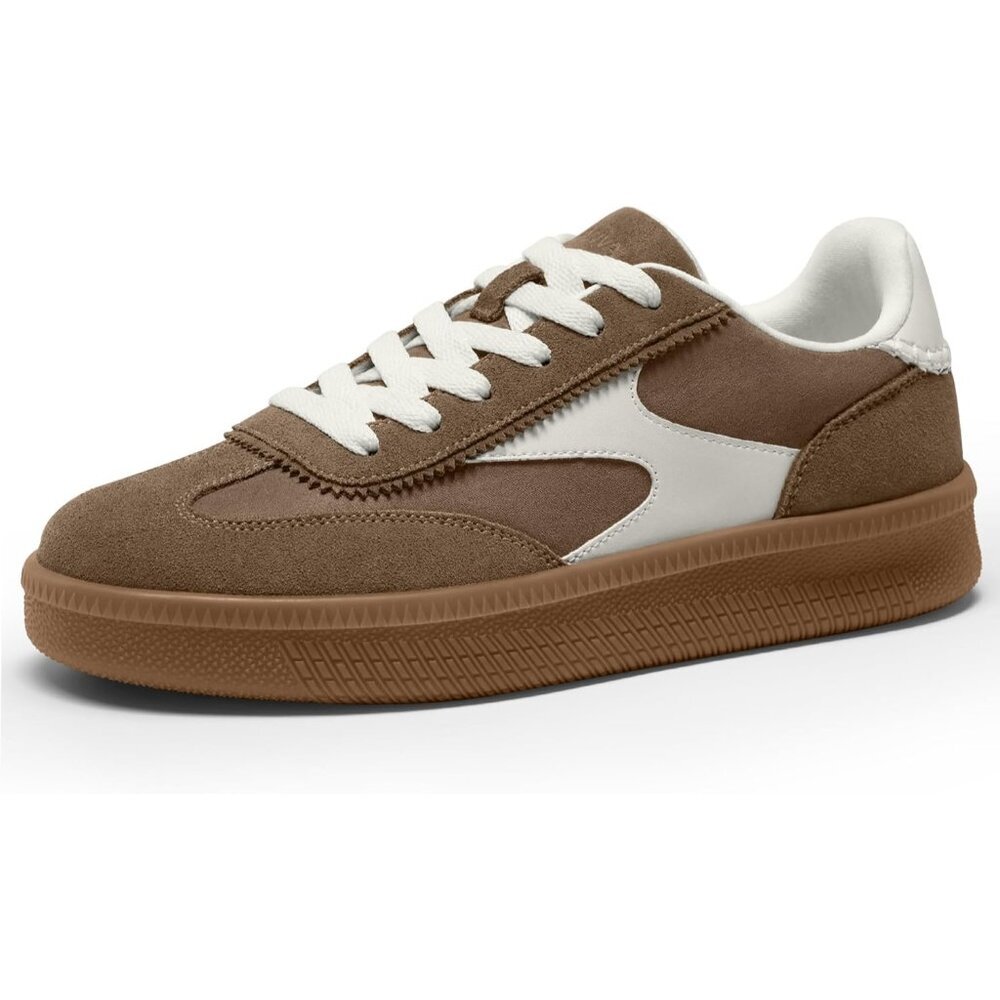 Women's Dark Taupe Casual Genuine Suede Classic Retro Gum Sole Fashion Sneakers